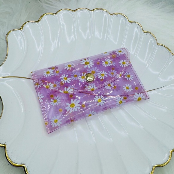 Florals Clear Card Case Wallet in Purple - Picture 7 of 7